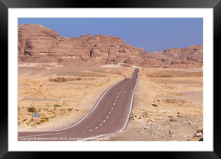 Desert road Framed Mounted Print by stefano baldini