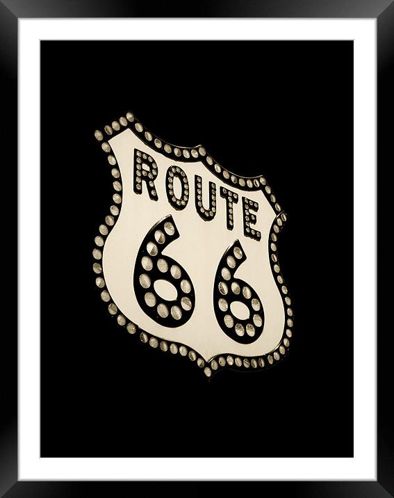 Route 66 (black and white) Framed Mounted Print by Heather Newton
