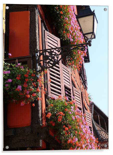 Alsace, France, window box flowers Acrylic by Christopher Mullard