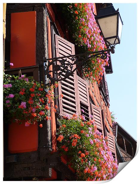 Alsace, France, window box flowers Print by Christopher Mullard