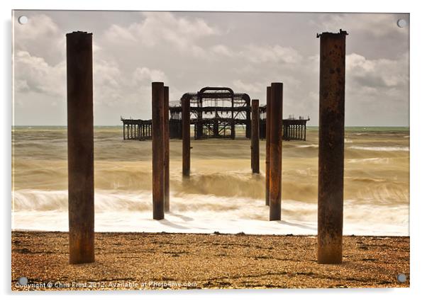 Brighton's West Pier Waves Acrylic by Chris Frost