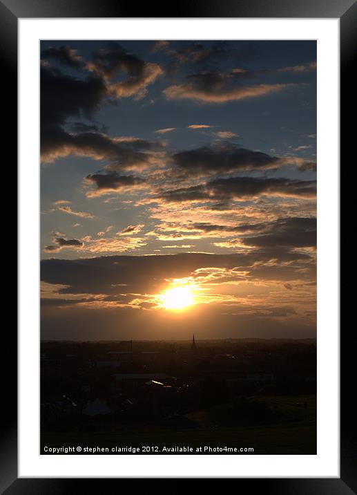 Sunset over Mansfield vertical Framed Mounted Print by stephen clarridge