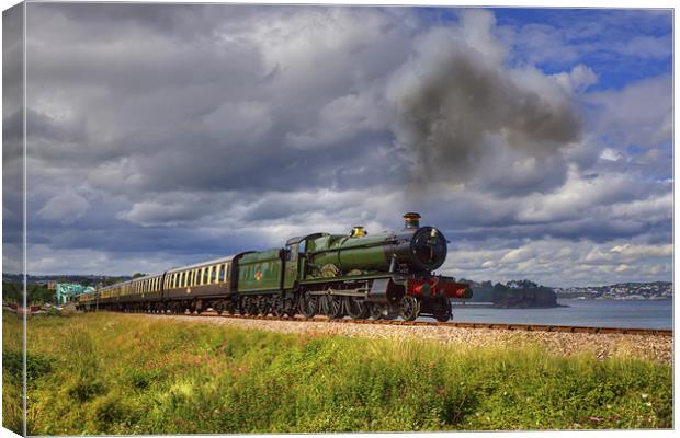 Kinlet Hall 4936 Steam Train in South Devon Canvas Print by Mike Gorton