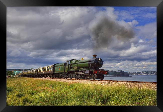 Kinlet Hall 4936 Steam Train in South Devon Framed Print by Mike Gorton