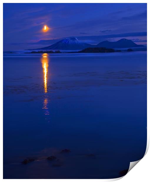 Moon Rising over Mt. Edgecumbe Print by Mike Dawson