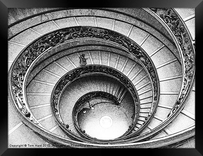 Spiral Staircase at The Vatican Framed Print by Tom Hard