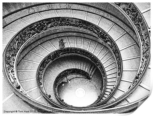 Spiral Staircase at The Vatican Print by Tom Hard