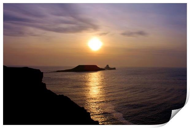 Worms Head, Rhossili. Print by Becky Dix