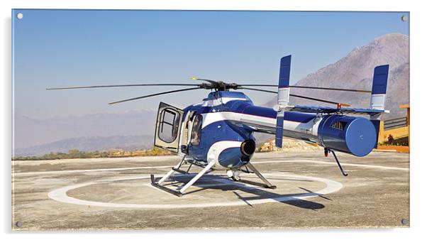 Helicopter ready for takeoff from helipad Acrylic by Arfabita  