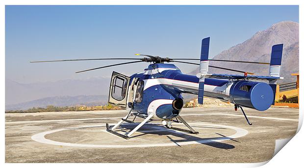 Helicopter ready for takeoff from helipad Print by Arfabita  