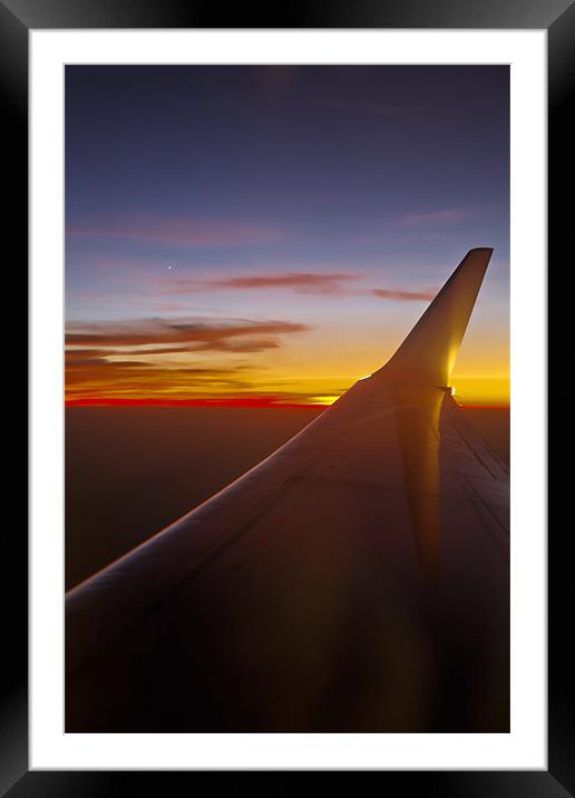 Starboard wing and sunset Framed Mounted Print by Arfabita  