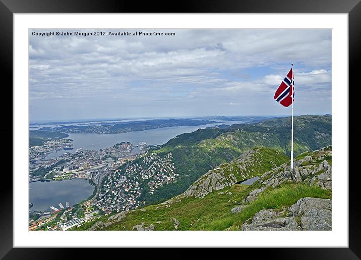 Looking down on Bergen. Framed Mounted Print by John Morgan