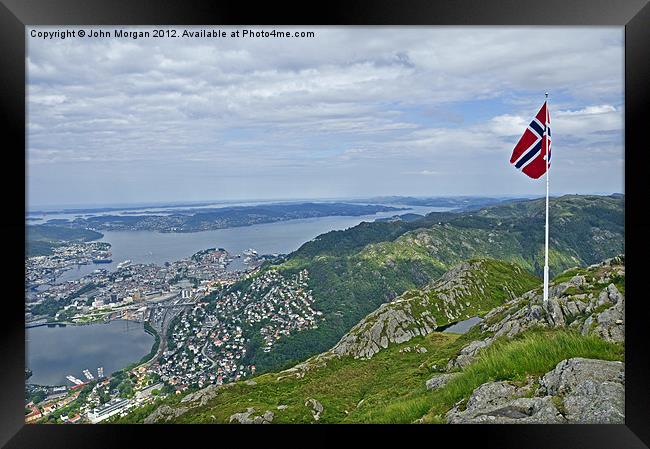 Looking down on Bergen. Framed Print by John Morgan