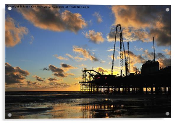Sunset Pier Acrylic by Jason Connolly