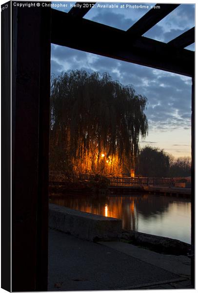 Sunset over sandford lock Canvas Print by Christopher Kelly