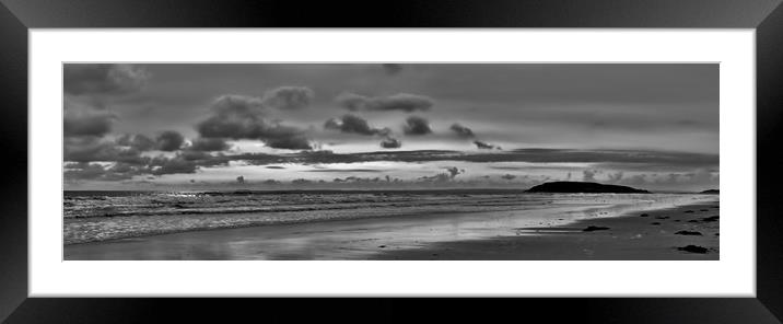Llangennith Beach and Burry Holms. Framed Mounted Print by Becky Dix