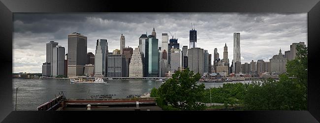 Manhattan from Brooklyn panorama 1 Framed Print by Gary Eason