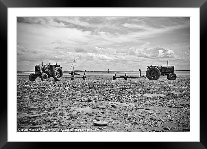 Seaside Tractors B&W Framed Mounted Print by Chris Walker