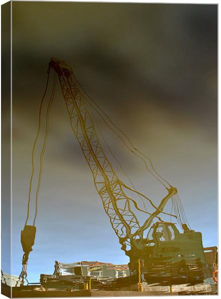 Boat Crane Reflection Canvas Print by graham young