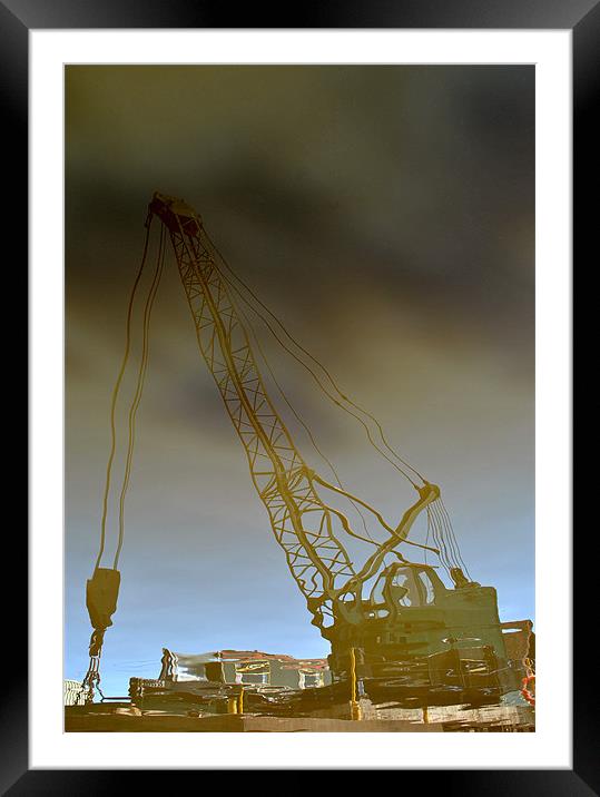 Boat Crane Reflection Framed Mounted Print by graham young