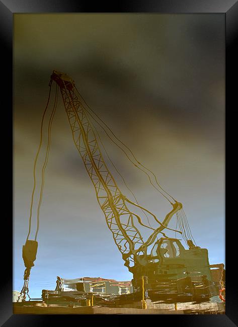 Boat Crane Reflection Framed Print by graham young