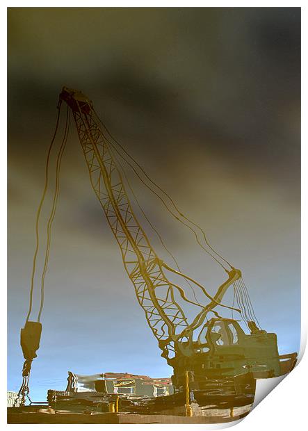 Boat Crane Reflection Print by graham young