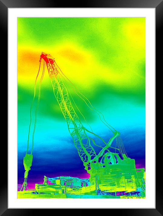 Boat Crane Reflection Abstract Framed Mounted Print by graham young