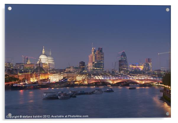 London skyline and river Thames at dusk Acrylic by stefano baldini