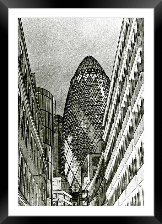 The Gherkin Building London Framed Mounted Print by David Pyatt