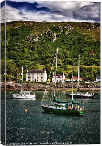 Green Boat at Mallaig - Portrait Canvas Print by Zoe Ferrie