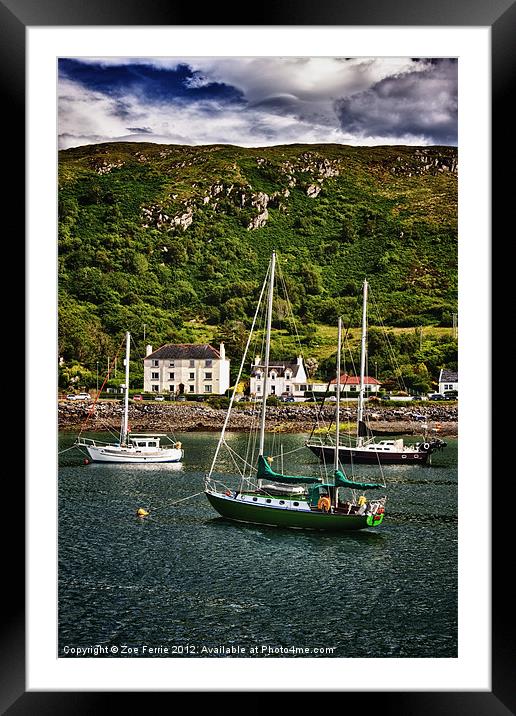 Green Boat at Mallaig - Portrait Framed Mounted Print by Zoe Ferrie