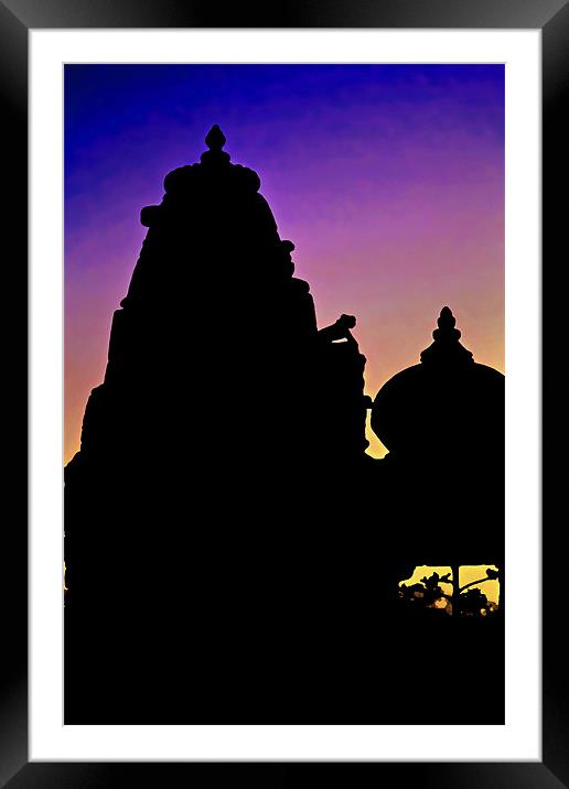 Nightfall silhouette Jain Hindu Temples Framed Mounted Print by Arfabita  