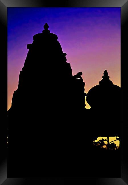 Nightfall silhouette Jain Hindu Temples Framed Print by Arfabita  
