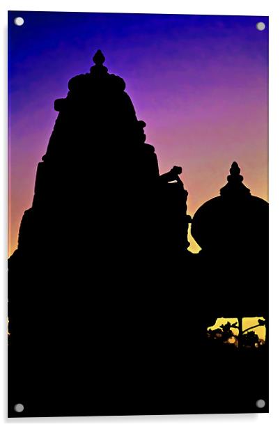 Nightfall silhouette Jain Hindu Temples Acrylic by Arfabita  