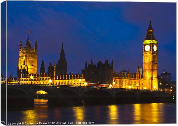 Big Ben and Westminster Bridge Canvas Print by Catherine Fowler