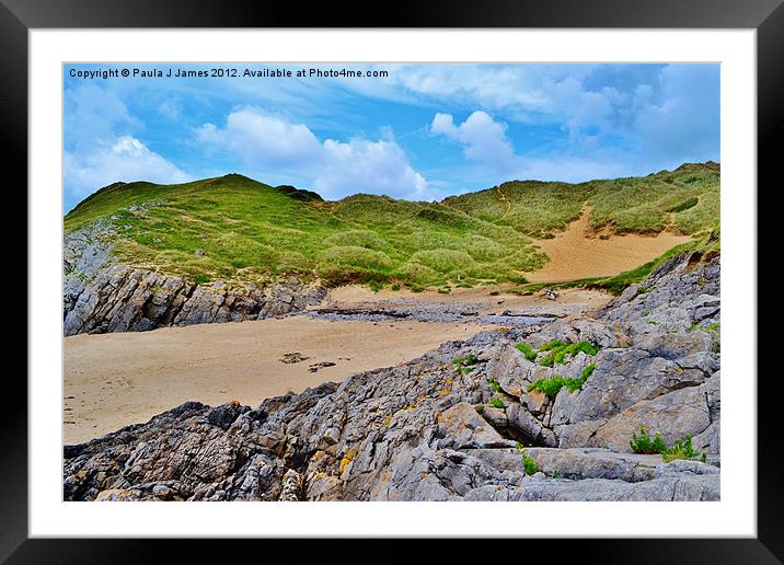 Pobbles Bay, Gower Framed Mounted Print by Paula J James