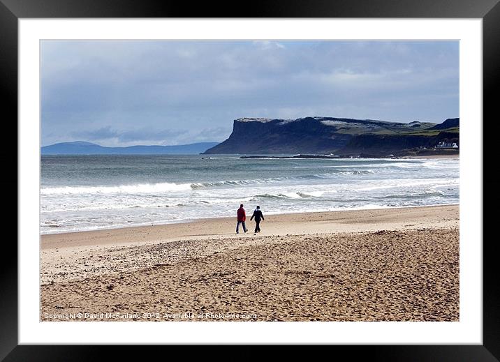 Wintry walk at Ballycastle Framed Mounted Print by David McFarland