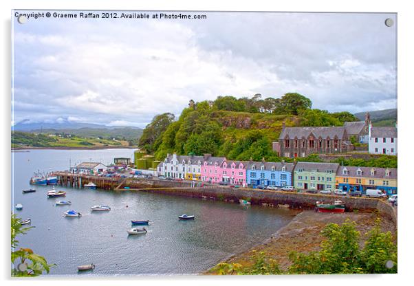 Portree town Acrylic by Graeme Raffan