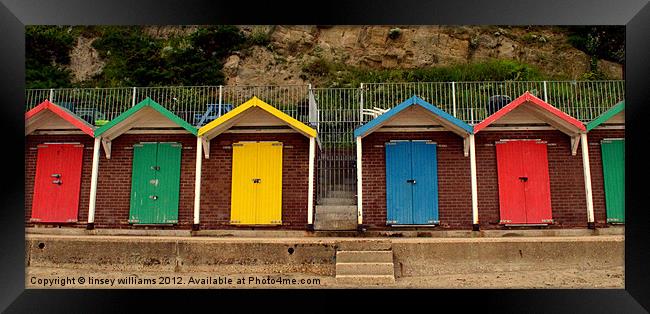 Swanage beach huts Framed Print by Linsey Williams