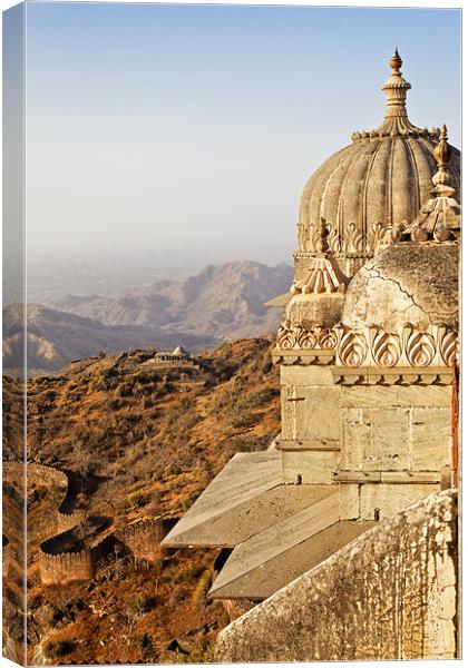 Domes and terrain Kumbhalghar Fort Canvas Print by Arfabita  