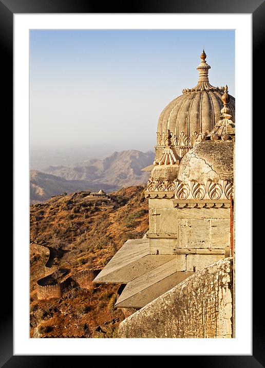 Domes and terrain Kumbhalghar Fort Framed Mounted Print by Arfabita  