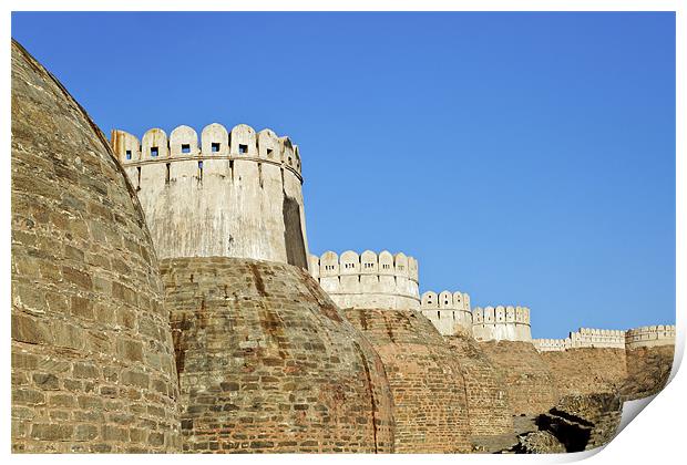 Turrets Kumbhalghar Fort Rajasthan Print by Arfabita  
