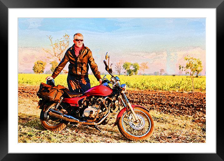 Glowing european with Indian motor cycle Framed Mounted Print by Arfabita  