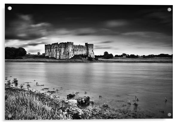 Carew Castle Long Exposure Mono Acrylic by Steve Purnell