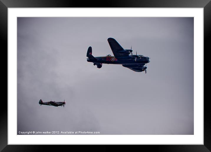 Lancaster and Spitfire Framed Mounted Print by john walker