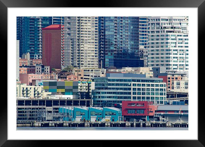 SEATTLE WATERFRONT piers and condos in downtown Se Framed Mounted Print by Andy Smy