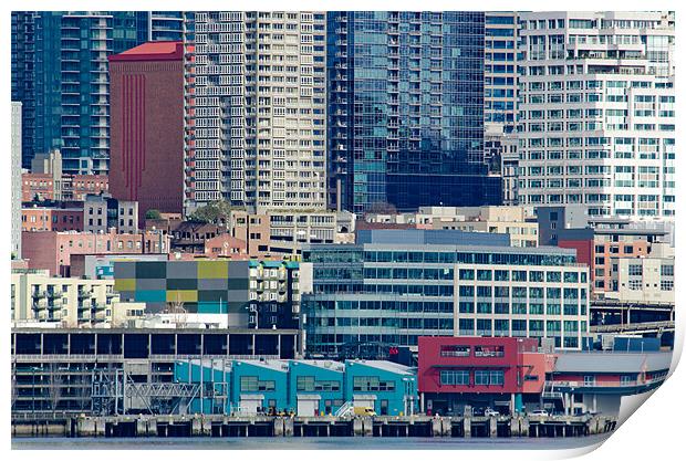 SEATTLE WATERFRONT piers and condos in downtown Se Print by Andy Smy