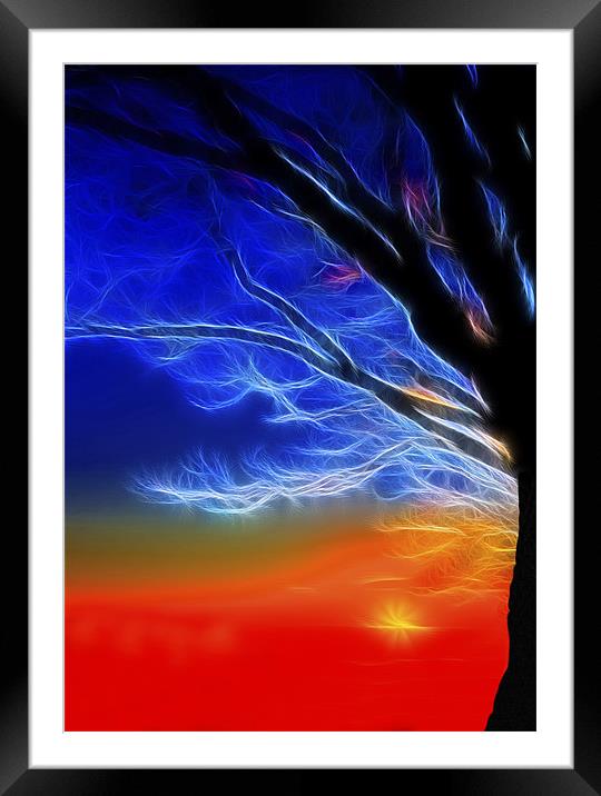 Electric Sunset Behind Electric Trees Framed Mounted Print by Mike Gorton
