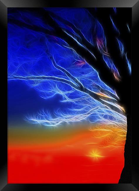 Electric Sunset Behind Electric Trees Framed Print by Mike Gorton