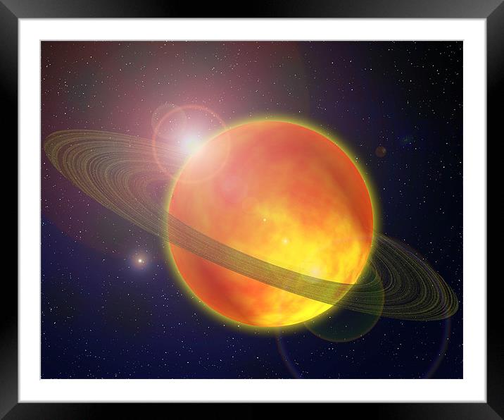 Flaming planet Framed Mounted Print by Milena Barczak